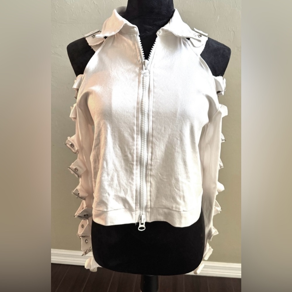 Buckle Sleeves Cold Shoulders Jacket